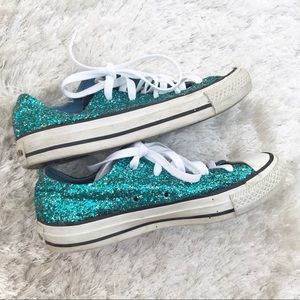 turquoise glitter converse